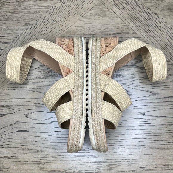 Steve Madden Kadira Espadrille Platform Cork Raffia Wedge Sandals Tan, Women’s 9 - Picture 6 of 7